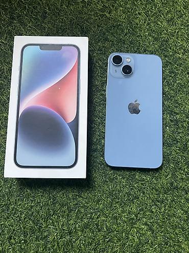 bow g68s: IPhone 14, Б/у, 128 ГБ, Голубой, Коробка, 78 % — 1
