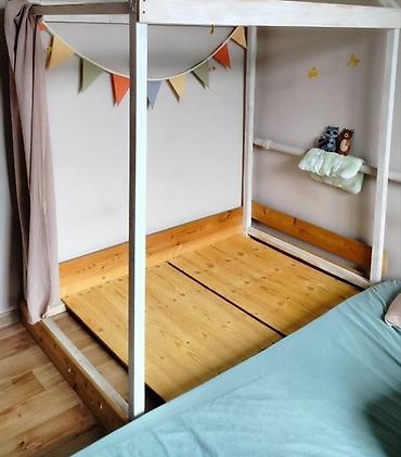 bunk bed: Детская кровать-домик из массива дерева Размеры кроватки 100 на 150 — 3