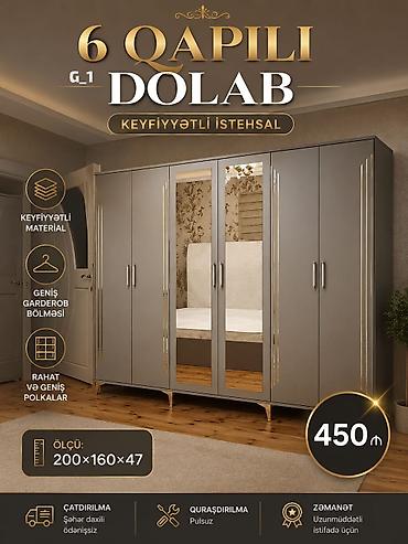 skaf: 6 qapılı dolab – keyfiyyətli istehsal Xüsusiyyətlər: - Keyfiyyətli — 1