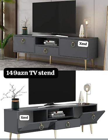 polka: TV stend – qrafit rəng, qızılı rəng aksentlər - Material — 1