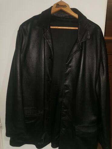 duks sa kragnicom: Leather jacket Genuine leather, 2XL (EU 56), XL (EU 54), Vels, color - Black