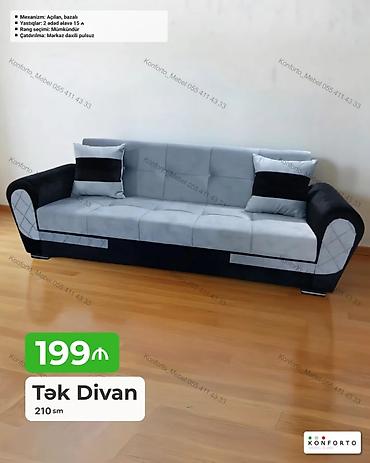 Tək Divan – 210 sm - Mexanizm: açılan, bazalı (yataq funksiyalı, altı lalafo.az -da Tək Divan – 210 sm - Mexanizm: açılan, bazalı (yataq funksiyalı, altı