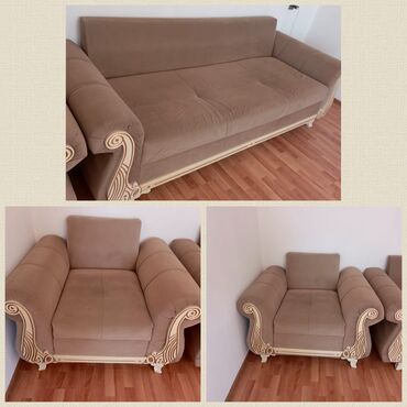 Ev üçün digər mebel: İşlənmiş, Divan, 2 kreslo, Bazasız, Açılmayan