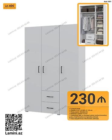 Dolablar: 3 qapılı paltar dolabı – La Mini - Ölçülər: D 47 × H 200 × E 120 sm - — 1