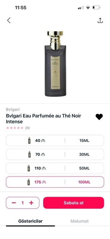 биогели, средства для ногтей и кутикулы: Məhsul: Bvlgari Eau Parfumée au Thé Noir Intense – ətir Cox az