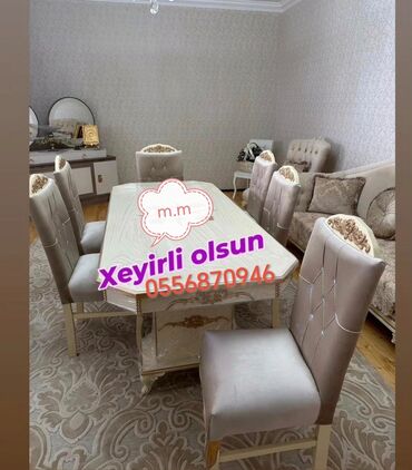 aslanoğlu mobilya: Qonaq otağı üçün, Yeni, Açılmayan, Dördbucaq masa, 6 stul, Azərbaycan