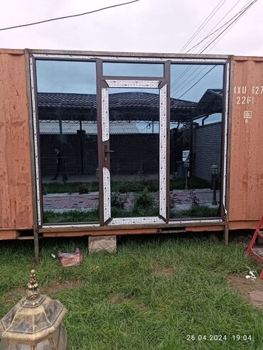 алюминиевые окна: Панорамный стеклопакет с дверью (алюминиевый/металлопластиковый