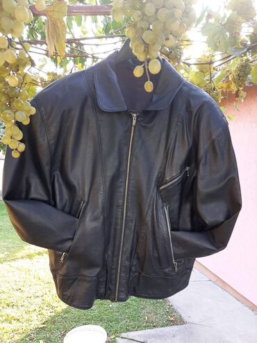 komplet od lana: Leather jacket Genuine leather, 2XL (EU 56), color - Black