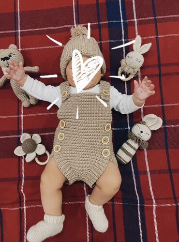 для новорожденного комплект: Комплект, түсү - Саргыч боз