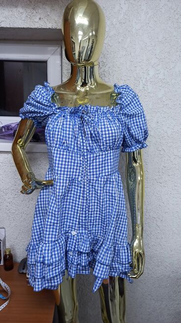 женское платье размер м: Повседневное платье, Made in KG, Лето, Короткая модель, XL (EU 42)