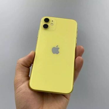 Apple iPhone: IPhone 11, Б/у, 64 ГБ, Желтый, Наушники, Зарядное устройство, Защитное стекло, 76 %