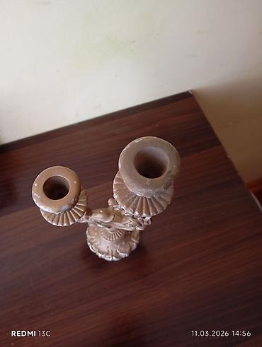 Şamdanlar: İki şamlıq yuvası olan dekorativ şamdan - Material: metaldən tökmə - — 3