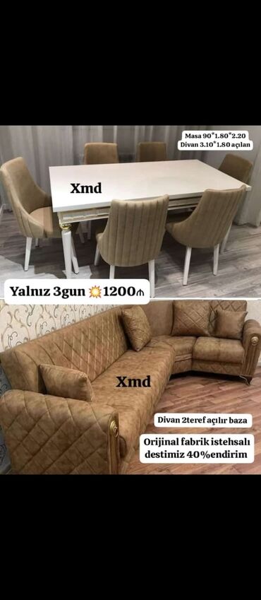 kamot mebel: Yeni, Divan, Masa və oturacaqlar