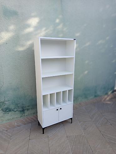 plastik skaflar: Ağ rəngdə çoxfunksiyalı kitablıq/raf sistemi - Dizayn: Minimalist — 5