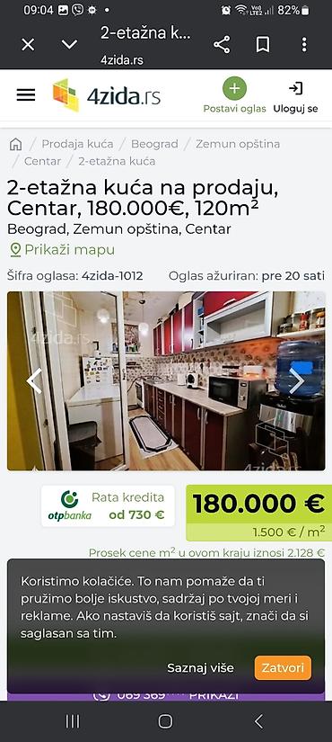 Kuće na prodaju: Dvoetažna kuća, 120 m², Beograd – Zemun, Centar - Raspored: dve etaže — 1