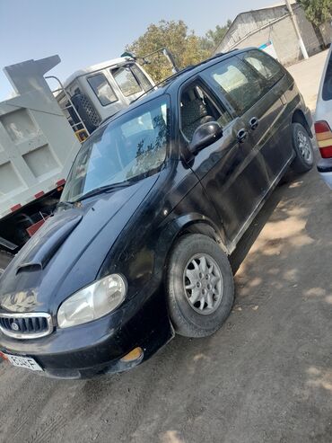 продам домкрат бу: Черный минивэн Kia Carnival, оснащенный багажником на крыше для