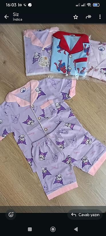 uşaq yay şortları: Uşaq pijama dəsti - Model: Qısaqol köynək və şortdan ibarət 2 hissəli — 1