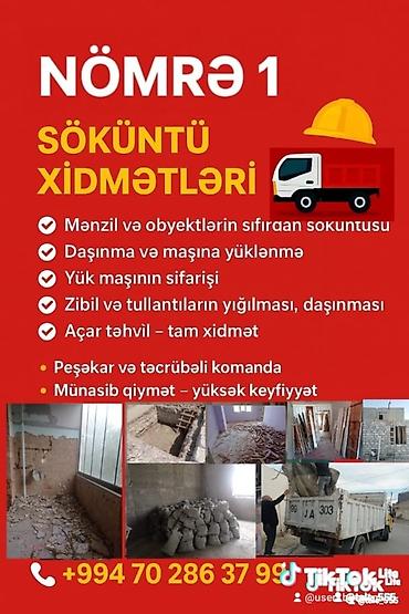 Услуги: Söküntü xidmətləri təqdim olunur. Xidmətə mənzil və müxtəlif — 1