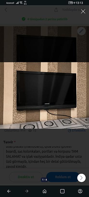 smart tv box: İşlənmiş Televizor Samsung LCD 32" HD (1366x768), Ünvandan götürmə — 1