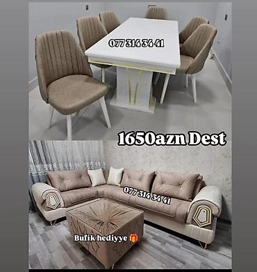 stulların qiyməti: Dest mebel paketi - Yemək masası və 6 ədəd rahat oturacaqlı stul — 1