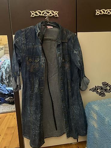 esger geyimi: Cins köynək-paltar - Material: klassik mavi denim (cins) - Model: uzun — 1