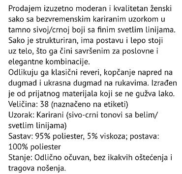 kožna jakna s: Ženski sako na kockice (tamnosiva osnova sa svetlijim kariranim — 7