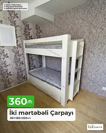 hedyeler: İki mərtəbəli çarpayı – 90×180×200 sm - Geniş ikiqat konstruksiya — 1