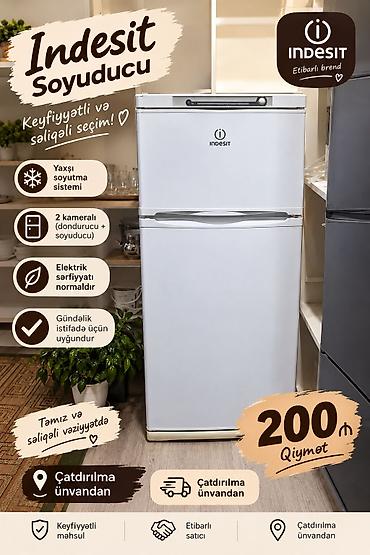 İşlənmiş 2 qapılı Indesit Soyuducu Satılır, rəng - Ağ, Dolab içi