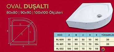 Duş poddonları: Fiber Akril. DUŞALTI PODDONLAR. ölçülər:80,90,100 ENDİRİMLİ QİYMƏT — 13