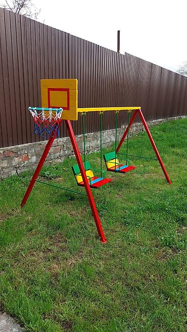 Детские качели: Качели двухместные с кольцом для мяча цена 22 000с! Качели для — 2