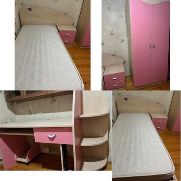 детские вещи мебель: Для девочки, Односпальная кровать, Письменный стол, Шкаф, Тумба