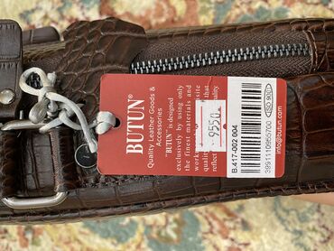 Барсетки: Барсетка, Butun, Материал: Натуральная кожа, Застежка на молнии, Множество карманов, Оригинал, Новый — 6