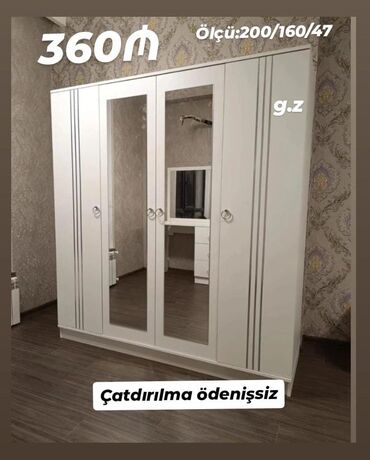 Masa və oturacaq dəstləri: *Dolab 4 qapılı💫350Azn* Rəng seçimi sərbəst ✔️Material:Rusiya Laminat