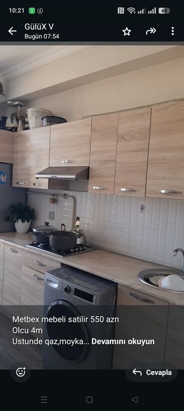 Divan və kreslo dəstləri: Metbex mebeli satilir 550 azn Olcu 4m Ustunde qaz,moyka,aspirator
