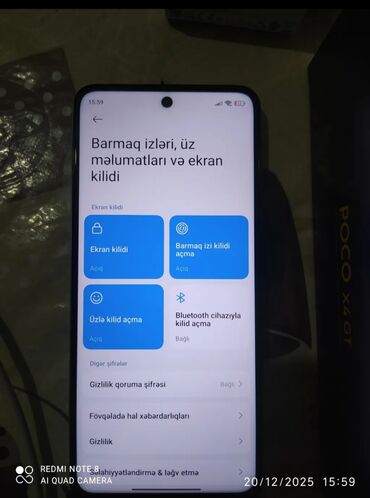 Poco: Poco X4 GT, 256 GB, rəng - Göy, Sensor, Barmaq izi, Face ID — 2