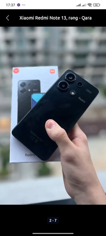 telefonlar poco: Xiaomi Redmi Note 13, 256 GB, rəng - Qara, 
 Barmaq izi, İki sim kartlı, Face ID