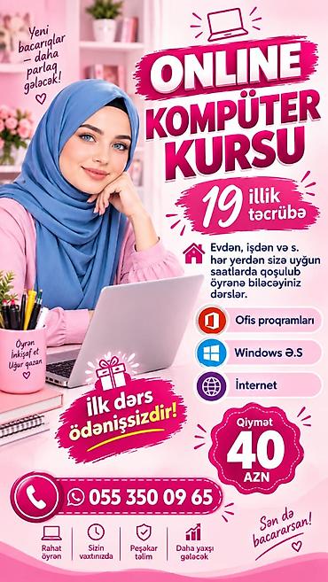 müəllim şəkilləri: Komputer kursu. Ofis proqramları öyrədilir. Əyani və onlayn formatda — 1