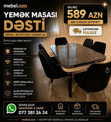 pemo luks: Qonaq otağı üçün, Yeni, Açılan, Dördbucaq masa, 6 stul — 1