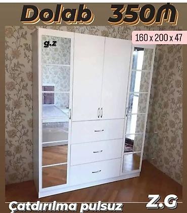 asilqan: Ağ rəngli, 3 qapılı paltar dolabı. Yanlarda tam boy güzgülü qapılar — 1