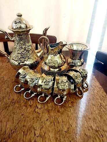 cay servisi: Çay dəsti, rəng - Qızılı, Metal, 6 nəfərlik — 1