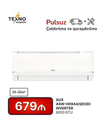 havalandırma sistemi: Кондиционер AUX, 20-25 м², Сплит-система, Нет кредита, Бесплатная установка