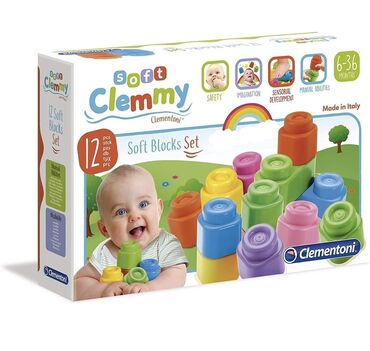 Oyuncaqlar: Clementoni brendinin yumşaq blok dəsti. Bu dəst 6 aydan 36 aya qədər