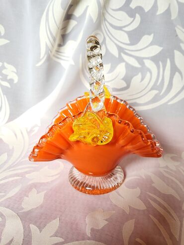 Ostali kućni dekor: Murano nova korpa,duvano staklo 70te. Korpica nova,sve na njoj je — 7