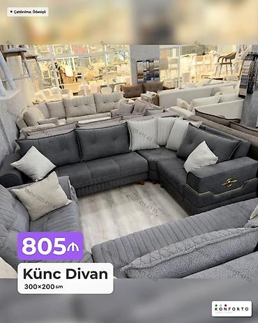 l 805: Künc divan – 300×200 sm - Forması: L şəklində, geniş oturma zonası - — 1
