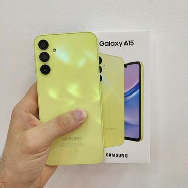 ucuz samsung telefon qiymetleri: Samsung Galaxy A15, 128 ГБ, цвет - Желтый, Гарантия, Сенсорный, Отпечаток пальца