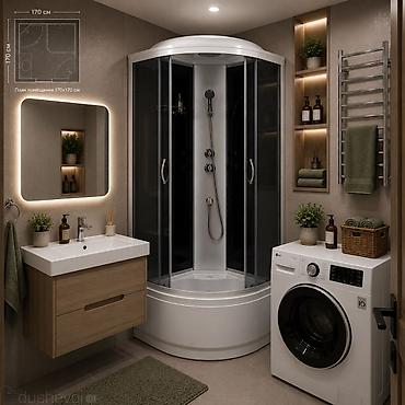 cab 30: Душевая кабина Полукруглая, Размер: 90 x 90 см, Высота поддона: 40 см,Покрытие: Тонированное — 2