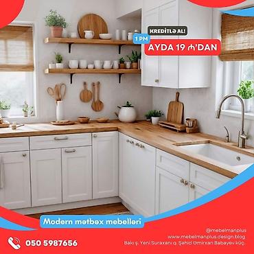 Sifarişlə mebel: Sifarişlə mətbəx dəsti, Sadə laminat, Kredit var, Pulsuz çatdırılma — 7