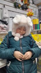 Шапки: Шапка, С ушками, Шерсть, Зима, С ушками, С шарфом, С помпоном — 1