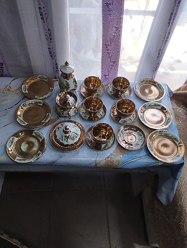 cay: Çay dəsti, rəng - Qızılı, Keramika — 9