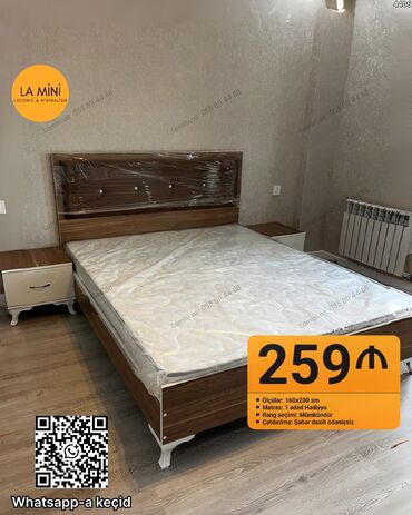 taxta kubu nece hesablanir: Yataq dəsti – 160x200 sm - Dəst: taxta karkaslı yataq çarpayısı, 2